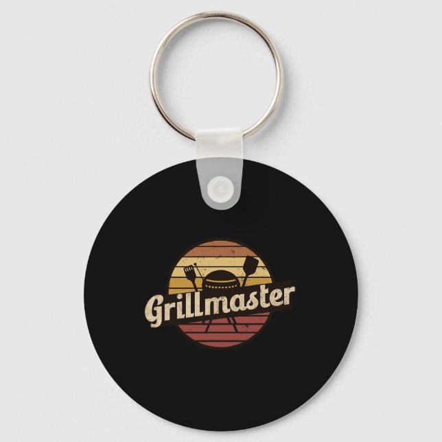 Chaveiro Design Engraçado de Pai Antigo Grillmaster Dia dos (Frente)