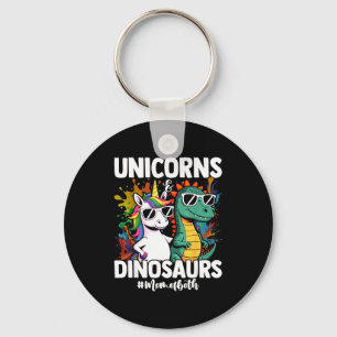 Chaveiro Design engraçado de unicórnio e dinossauro para an