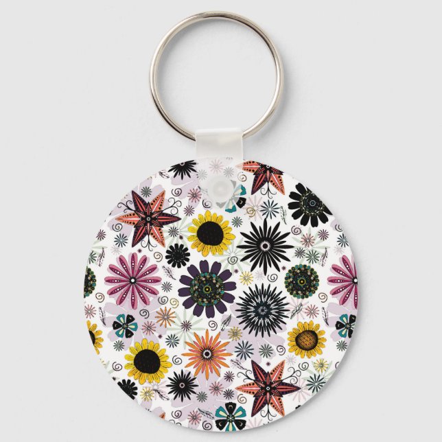 Chaveiro Design floral colorido (Frente)