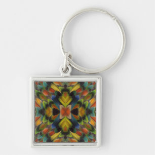 Chaveiro Design Fractal das Penas do Lovebird
