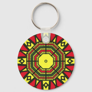 Chaveiro Design Geométrico Negro, Vermelho, Verde e Amarel