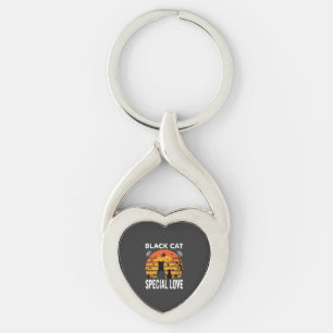Chaveiro Design Gótico de Amor Especial de Gato Preto no Ha
