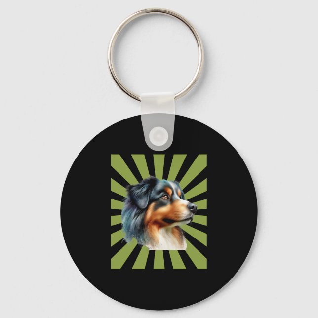 Chaveiro Design gráfico de explosão solar de Border Collie  (Frente)