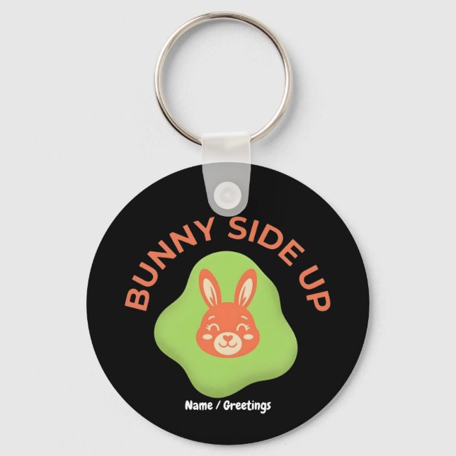 Chaveiro Design Gráfico de Ovo de Páscoa Retro Bunny Side U (Frente)