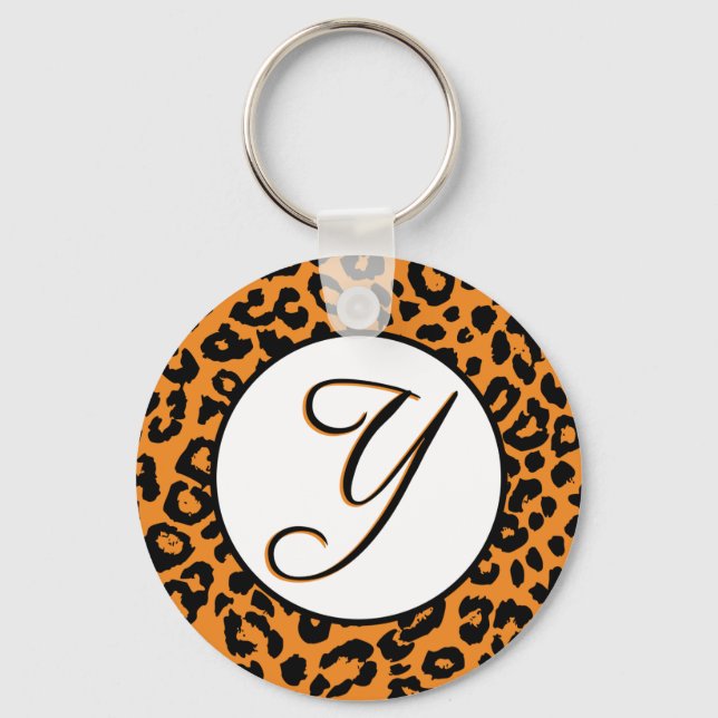 Chaveiro Design-leopardo-laranja com Y (Frente)