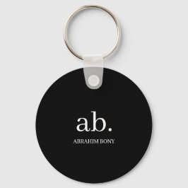 Chaveiro Design Minimalista Preto e Branco Monograma Clássi