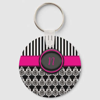 Chaveiro Design preto e branco com monograma personalizável