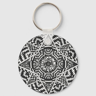 Chaveiro Design preto e branco da mandala