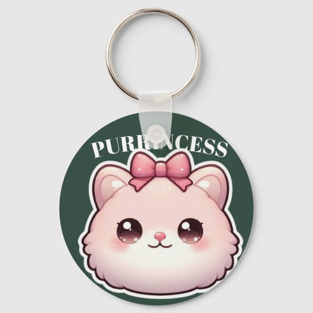 Chaveiro Design Princesa Fofa Arco de Gatinho Rosa (Frente)