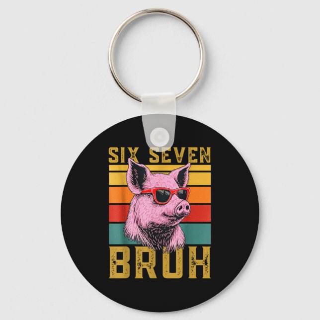 Chaveiro Design Retrô Animal Meme 67 Seis Sete Divertido G  (Frente)