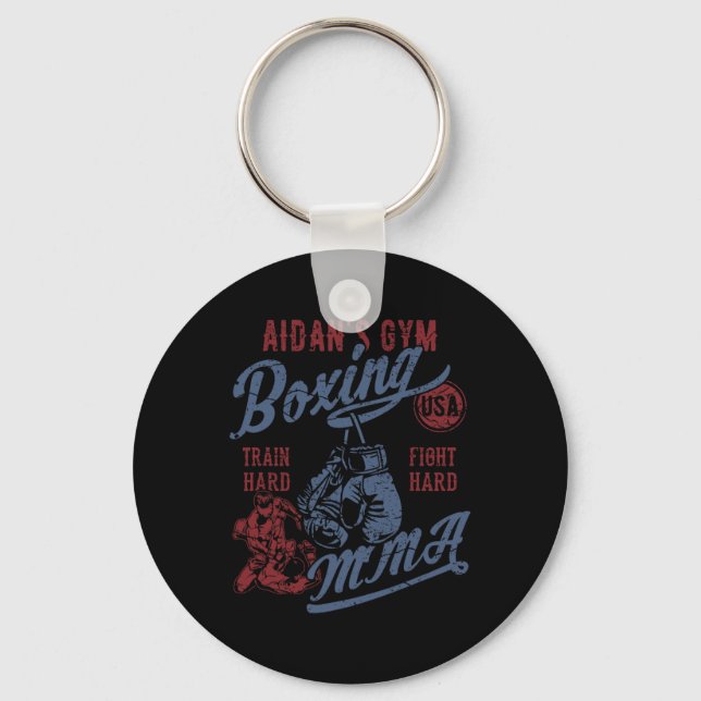 Chaveiro Design Retro de Aidan's Gym Boxe Mma Para o Nome A (Frente)