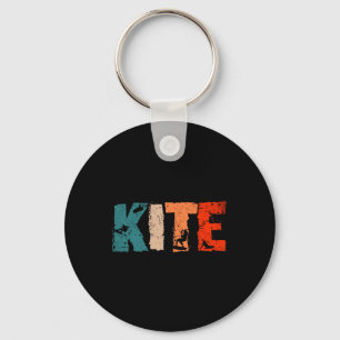 Chaveiro Design Retro de Kite Surfing com Silhueta de Kite