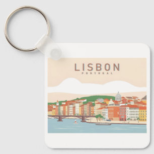 Chaveiro Design Viagem de Lisboa Portugal Pastel