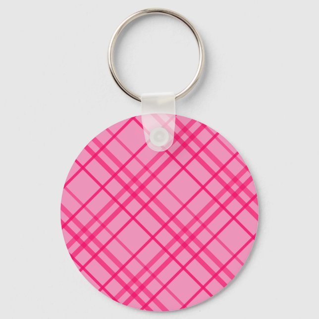Chaveiro Design Xadrez em Grade Rosa sobre Rosa (Frente)