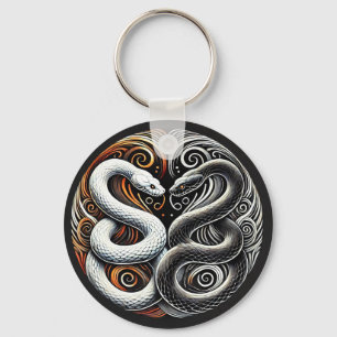 Chaveiro Design Yin Yang com duas cobras