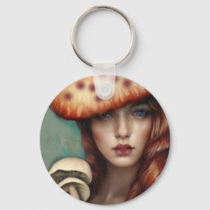 Chaveiro designer de amantes de cogumelos rosas vermelhas