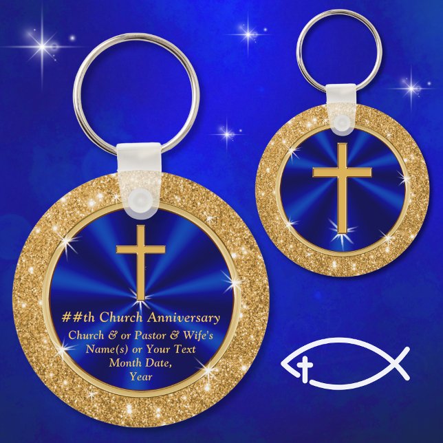 Chaveiro Deslumbrante, Favoritos Personalizados da Igreja,  (Church anniversary party ideas. Pastor anniversary gifts for church members. Cheap church gifts. )