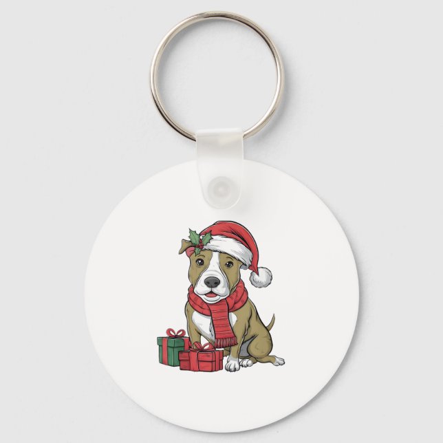 Chaveiro Desorte do Partido Xmas - Cão de Pitbull Terrier A (Frente)