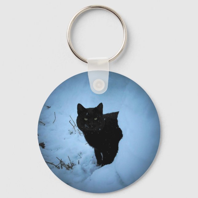 Chaveiro Destaque de gato preto (Frente)