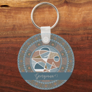 Chaveiro Destaque de Teal e Abstrato de Dourado Personaliza