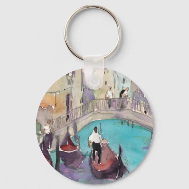 Chaveiro Destinos | Watercolor Venice Gondola Ride (Frente)