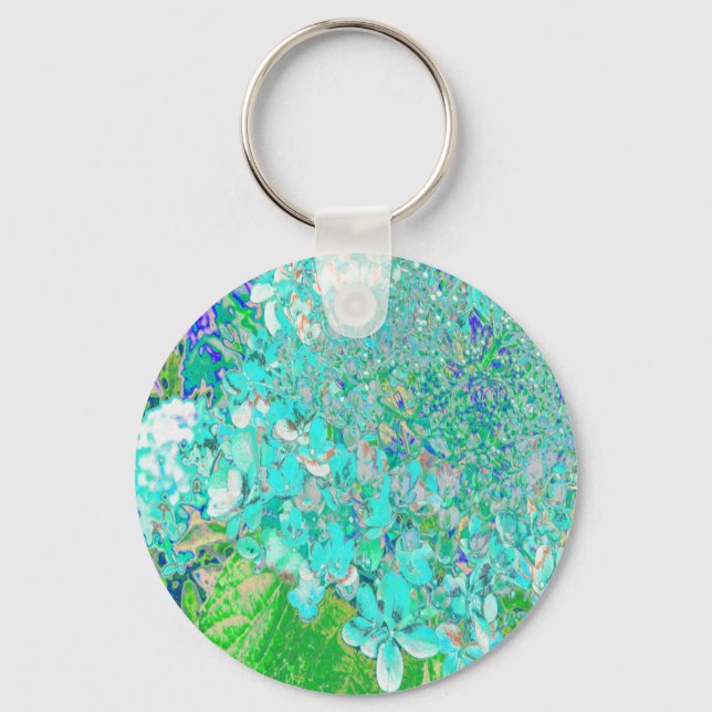 Chaveiro Detalhe de Aqua Elegante e Hydrangea de luz verde (Frente)