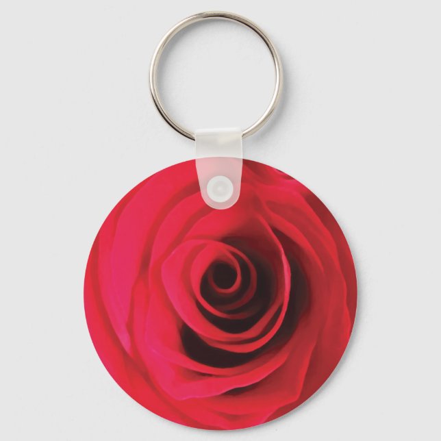 Chaveiro Detalhe floral abstrato de rosa vermelha (Frente)