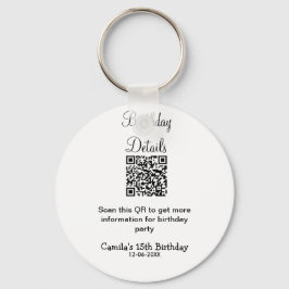 Chaveiro Detalhes da festa de aniversário de verificação QR