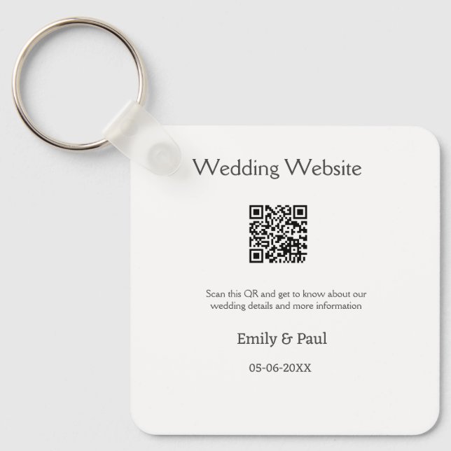 Chaveiro Detalhes da pesquisa do site de casamento QR adici (Frente)