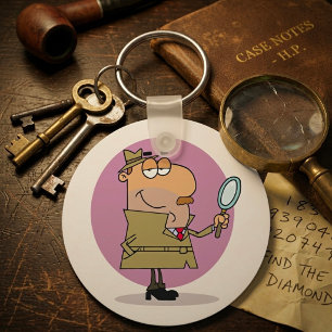 Chaveiro Detetive de Desenho Animado Divertido com Lupa