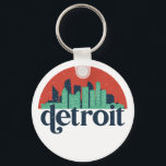Chaveiro Detroit Michigan City Skyline Retro Cityscape Art<br><div class="desc">Design com lindas linhas do horizonte, atração turística e arte de paisagem urbana, arranha-céu Legal e ilustração da silhueta de construção para turistas e viajantes. Perfeito como lembrança para trazer de volta para casa quando viaja pelo mundo. Guarde a memória do seu viagem e as suas férias com a família...</div>