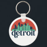 Chaveiro Detroit Michigan City Skyline Retro Cityscape Art<br><div class="desc">Design com lindas linhas do horizonte, atração turística e arte de paisagem urbana, arranha-céu Legal e ilustração da silhueta de construção para turistas e viajantes. Perfeito como lembrança para trazer de volta para casa quando viaja pelo mundo. Guarde a memória do seu viagem e as suas férias com a família...</div>