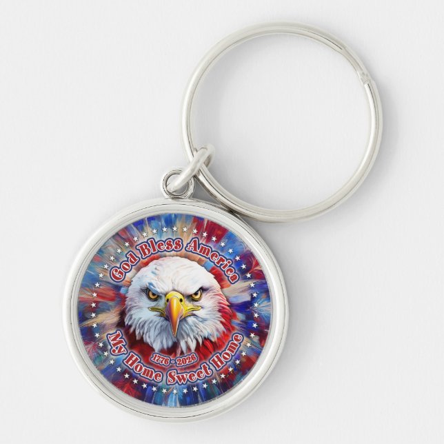 Chaveiro Deus Abençoe a América Minha Doce Casa Red Eagle F (Frente)