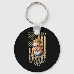 Chaveiro Deus abençoe Leo Xiv, Bandeira Americana 2025