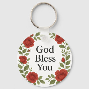 Chaveiro Deus Abençoe Você Rosa Floral Religiosa