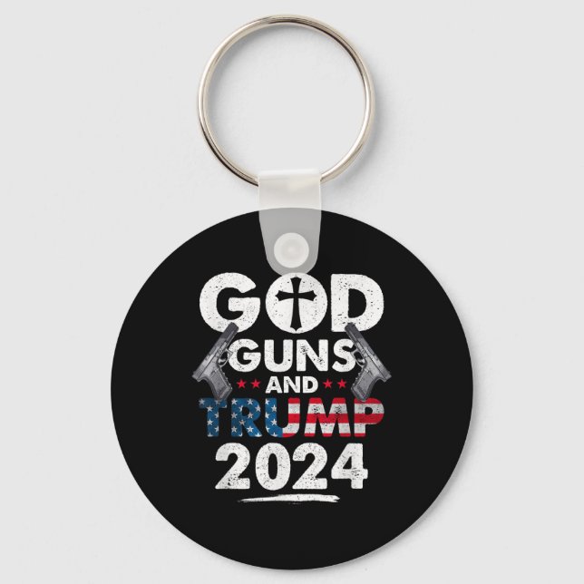 Chaveiro Deus Armas E Trump 2024 Bandeira Americana (Frente)
