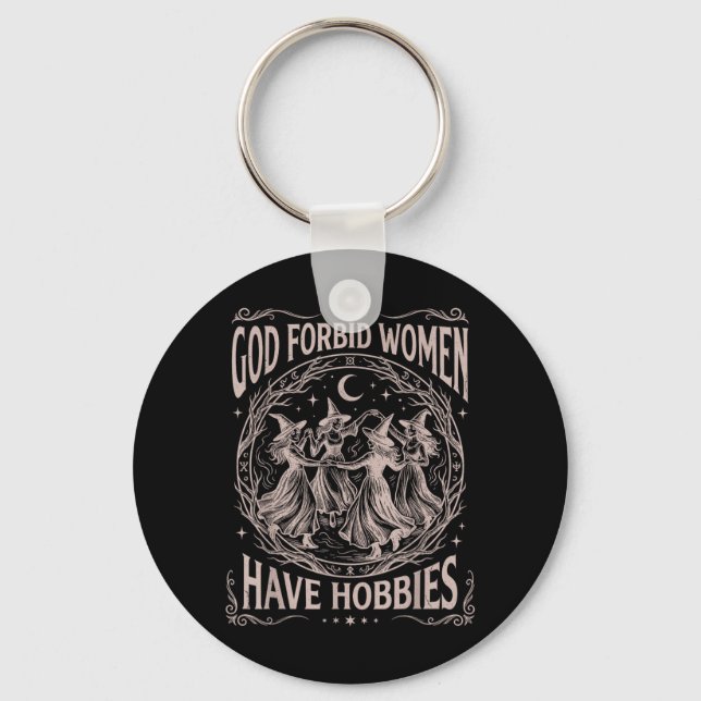Chaveiro Deus Celestial Retrô Proíbe Mulheres de Terem Pass (Frente)