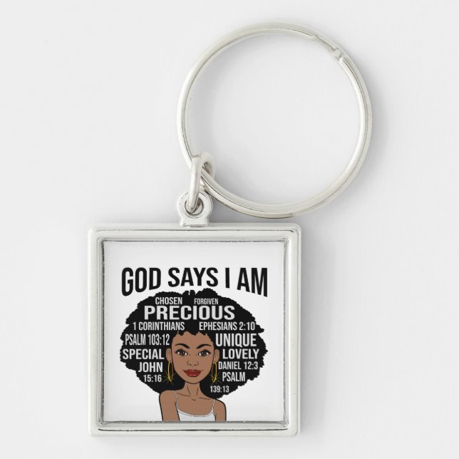 Chaveiro Deus diz que eu sou cristã negra Melanin Sista (Frente)