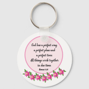 Chaveiro Deus tem a maneira perfeita de Roman 8:28 Key Ring