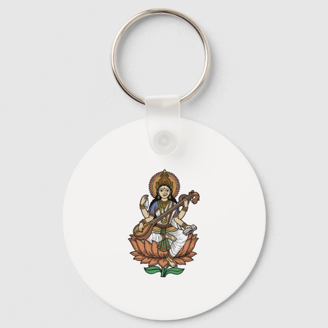Chaveiro Deusa Hindu Saraswati (Frente)