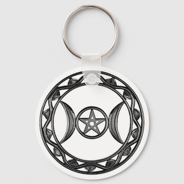 Chaveiro Deusa Tripla com Pentagrama (Frente)