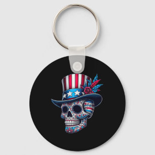Chaveiro Dia da Independência Usa Patriota Caveira 4 De Jul