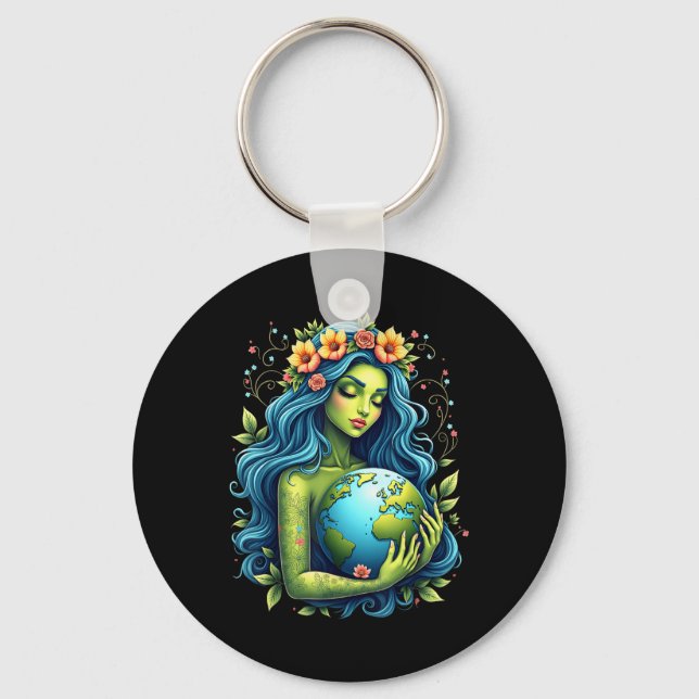 Chaveiro Dia da Mãe Verde Gaia Salva Nossa Mulher Planeta (Frente)