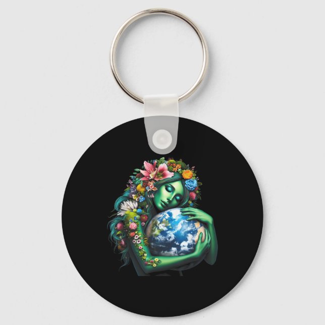 Chaveiro Dia da Mãe Verde Gaia Salva Nossa Mulher Planeta (Frente)