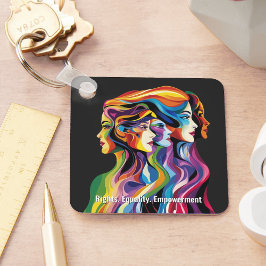 Chaveiro Dia da Mulher abstrato Colorida Faces | IWD