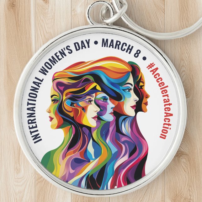 Chaveiro Dia da Mulher abstrato Colorida Faces | IWD (Abstract Colorful Faces Women's Day | IWD Keychain)