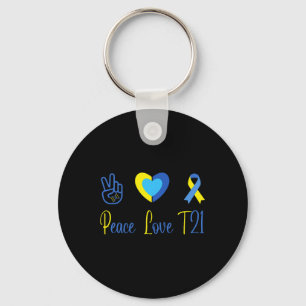 Chaveiro Dia da Síndrome de Abaixo Amarelo Azul T21 Peace L
