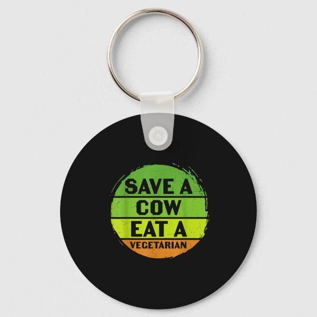 Chaveiro Dia da Terra Salve uma Vaca Coma Vegetariano Diver (Frente)