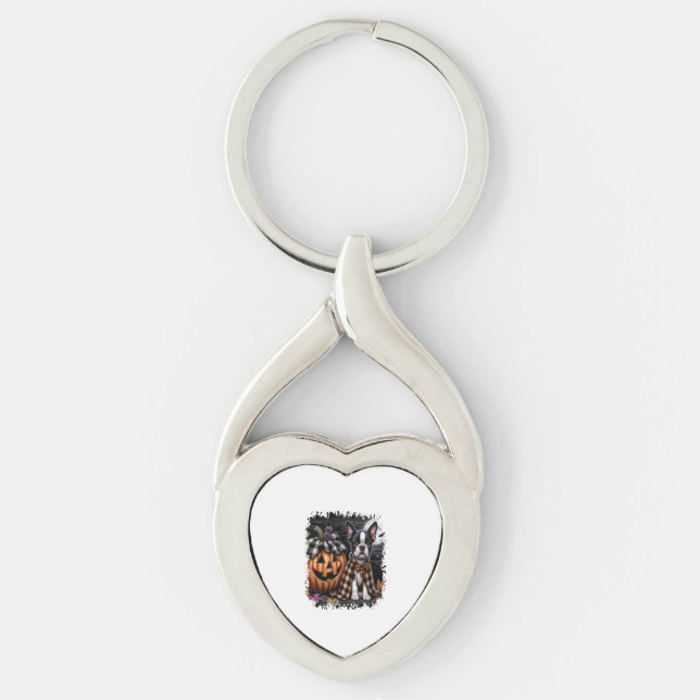 Chaveiro Dia das Bruxas de Boston Terrier Dog (Frente)