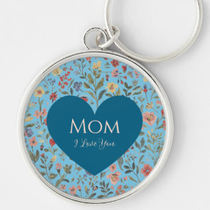 Chaveiro Dia das Mães,,Eu Te Amo,Padrão de Flores,Coração d